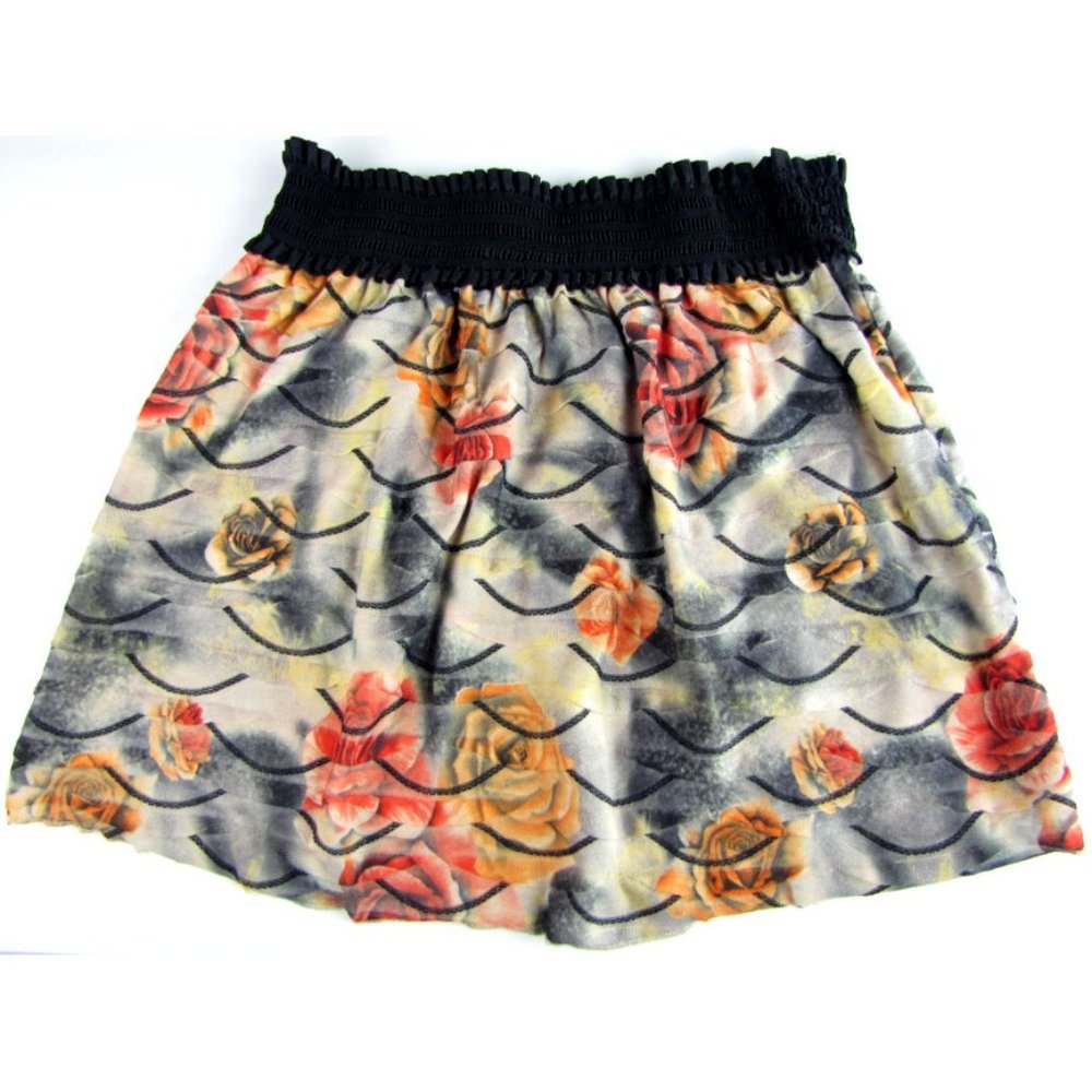 SALE! Floral Rose Ruffle Orange Pink Short Mini Skirt